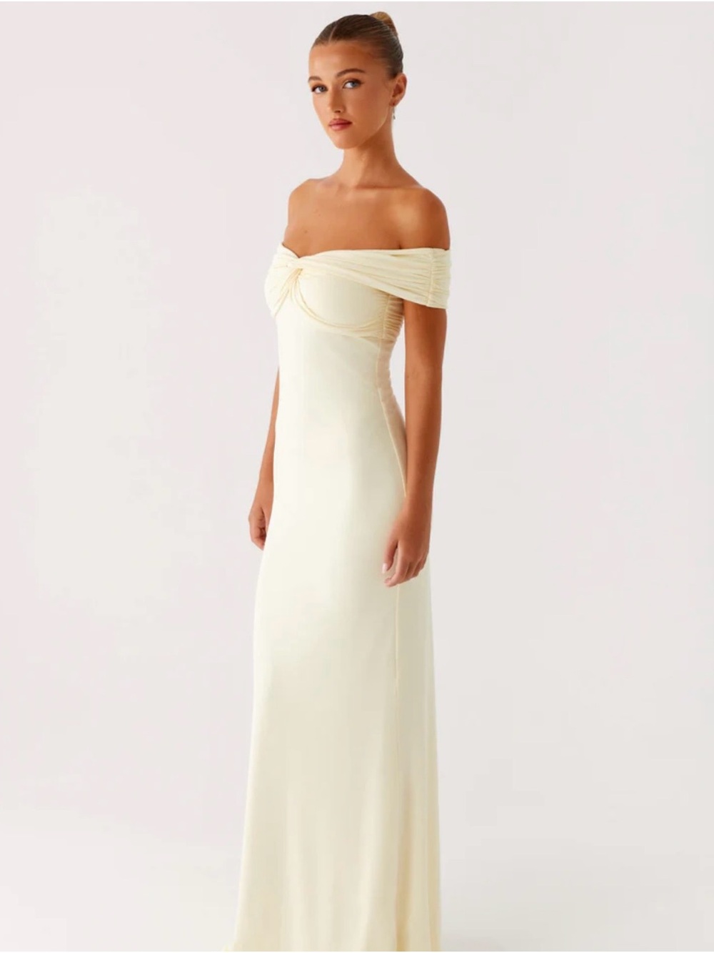 Peppermayo Cream Off-Shoulder Maxi Dress